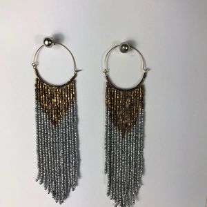 Color Beading Chain Dangling Hoop Earring. NEW
